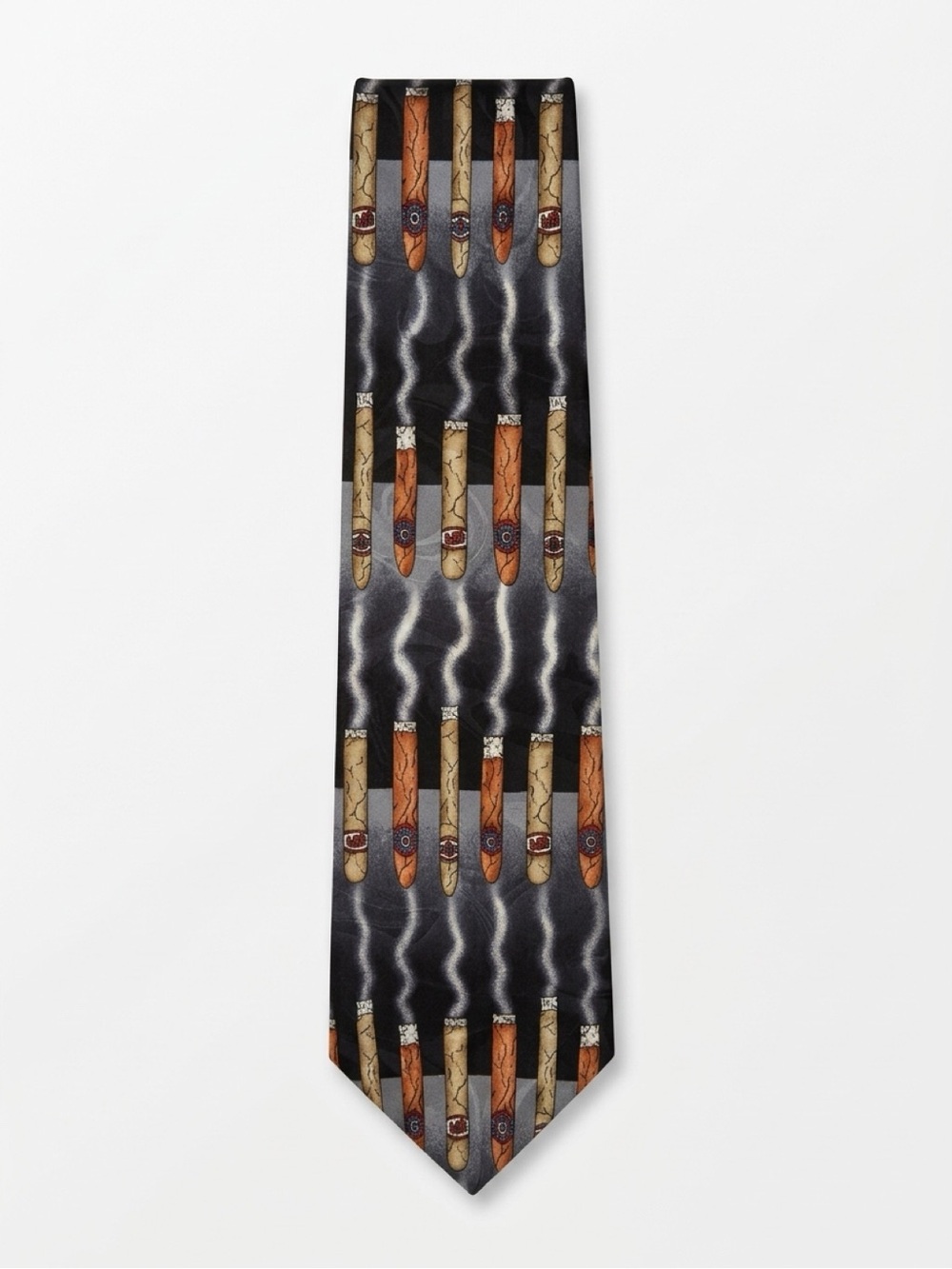 SURREY Classic Men's Black Novelty Cigars 💯 Silk Tie Unique